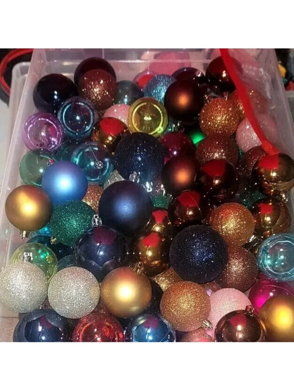WONDERSHOP LOT OF 250+ MULTICOLOR GLITTER &  TRANSPARENT TREE ORNAMENTS PLASTIC